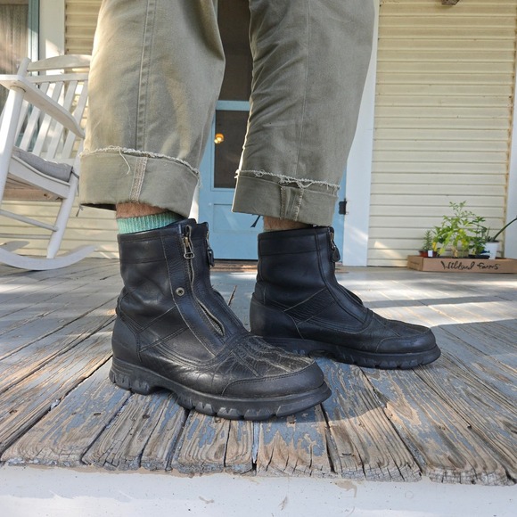Polo Sport Ralph Lauren Other - VTG Polo Sport Ralph Lauren Boots Black Mens 11 Double Zip Leather Duck Boot 12